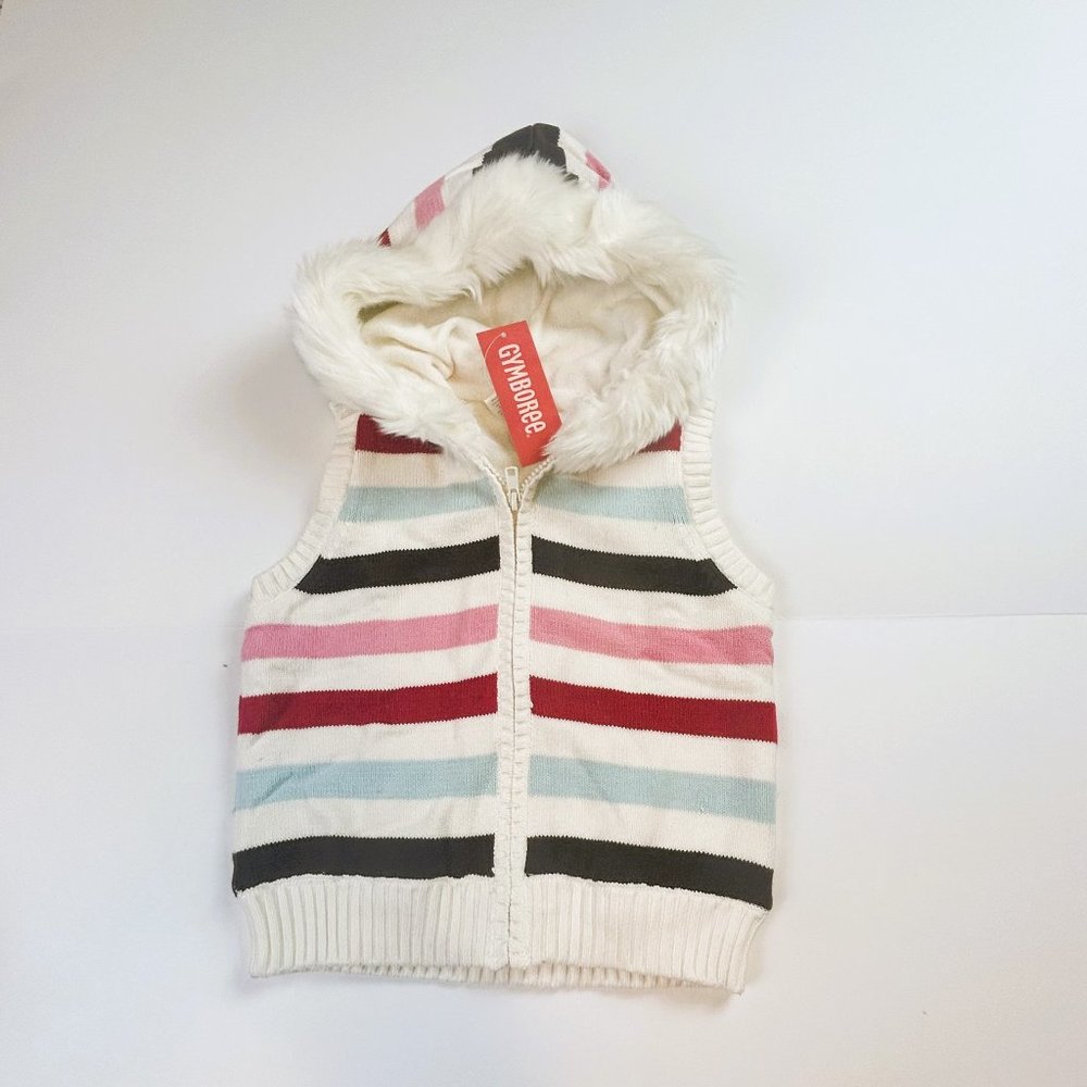 NWT Gymboree Girl Stripe Hooded Sweater Vest Size L(10-12)